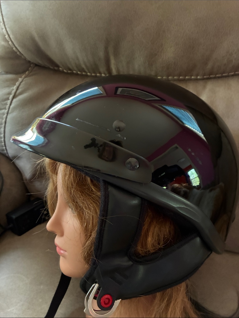 SKID LID XS Glossy Black Open-Face Helmet with DOT Sticker